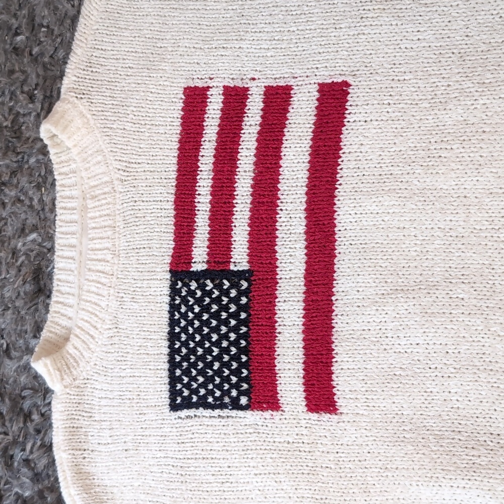 moon & madison Cream Sweater with Flag Design